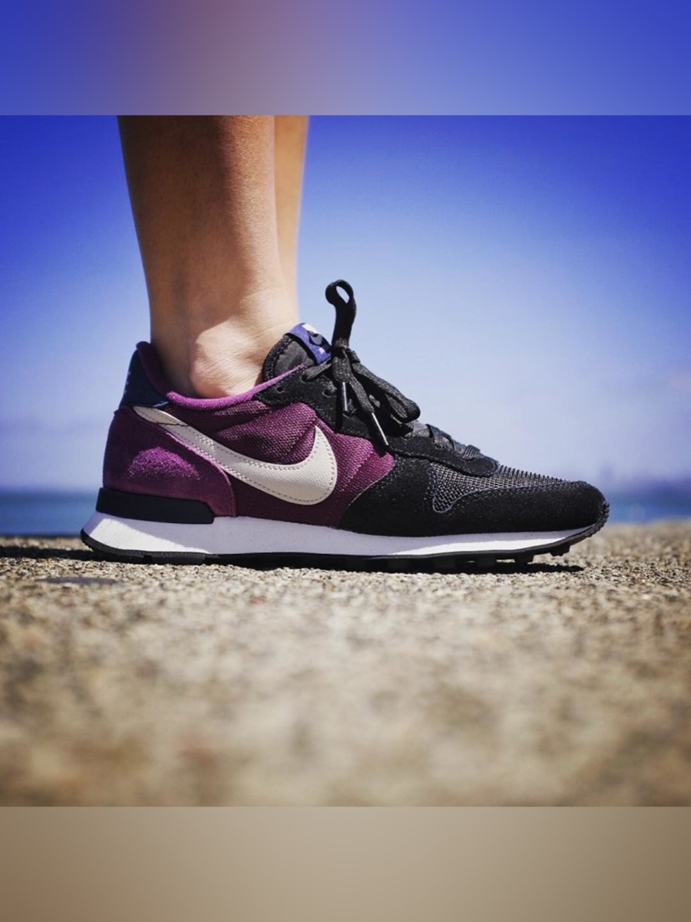Nike Internationalist Suede Mesh Sneakers Purple Black Size 9.5 - Picture 1 of 15